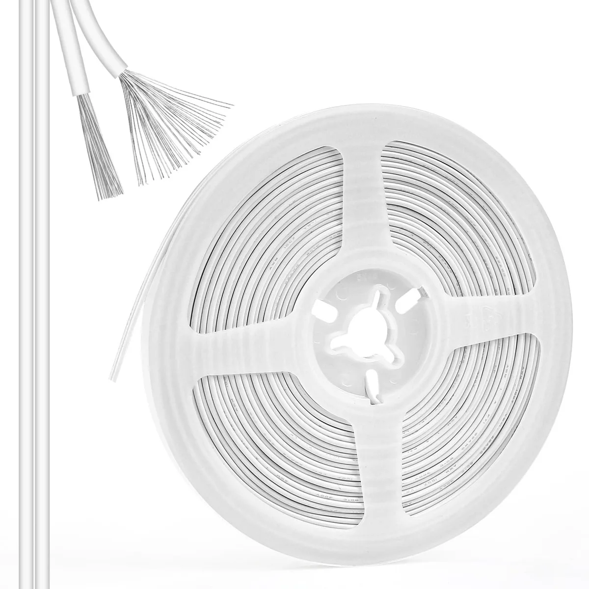 RGBZONE 22AWG 2-Pin Extension Cable White 32.8FT 12V/24V DC — product photo