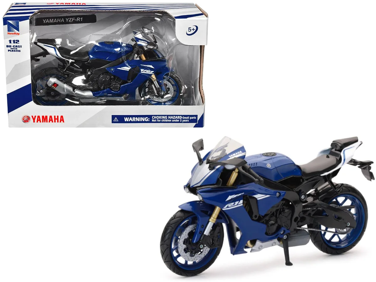 New Ray Toys New Ray Toys Yamaha YZF-R1 Blue 1/12 Diecast Motorcycle — product photo