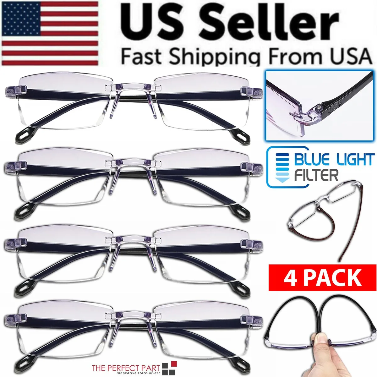 The Perfect Part The Perfect Part 4-pack reading glasses +2.00 strength black transparent — product photo