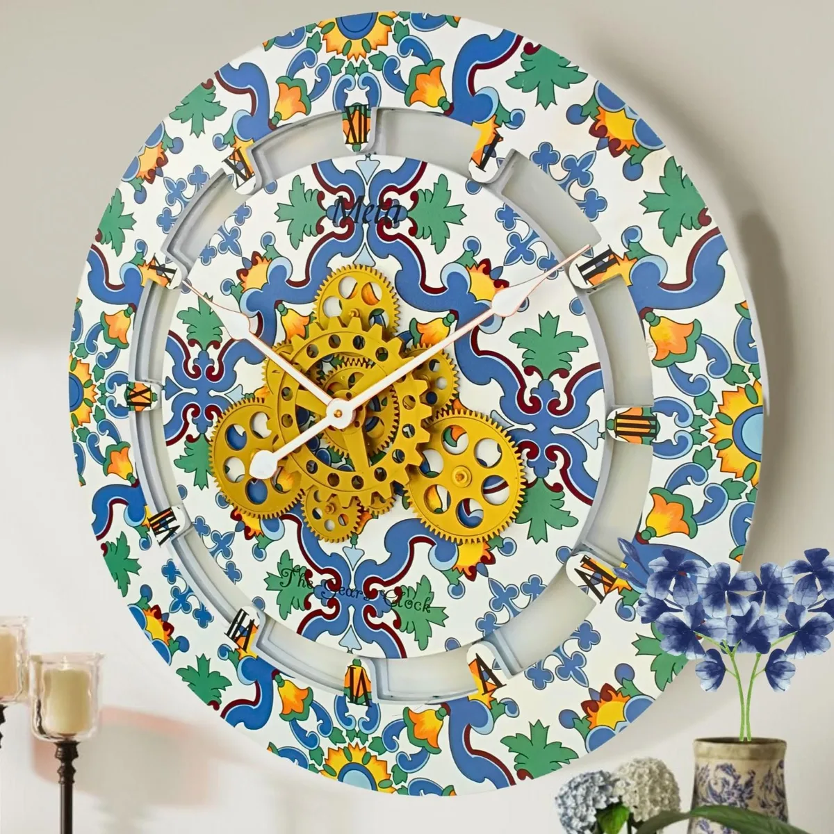 The Gears Clock The Gears Clock Italy Line 24 inch Round Wall Clock with Moving Gears — product photo