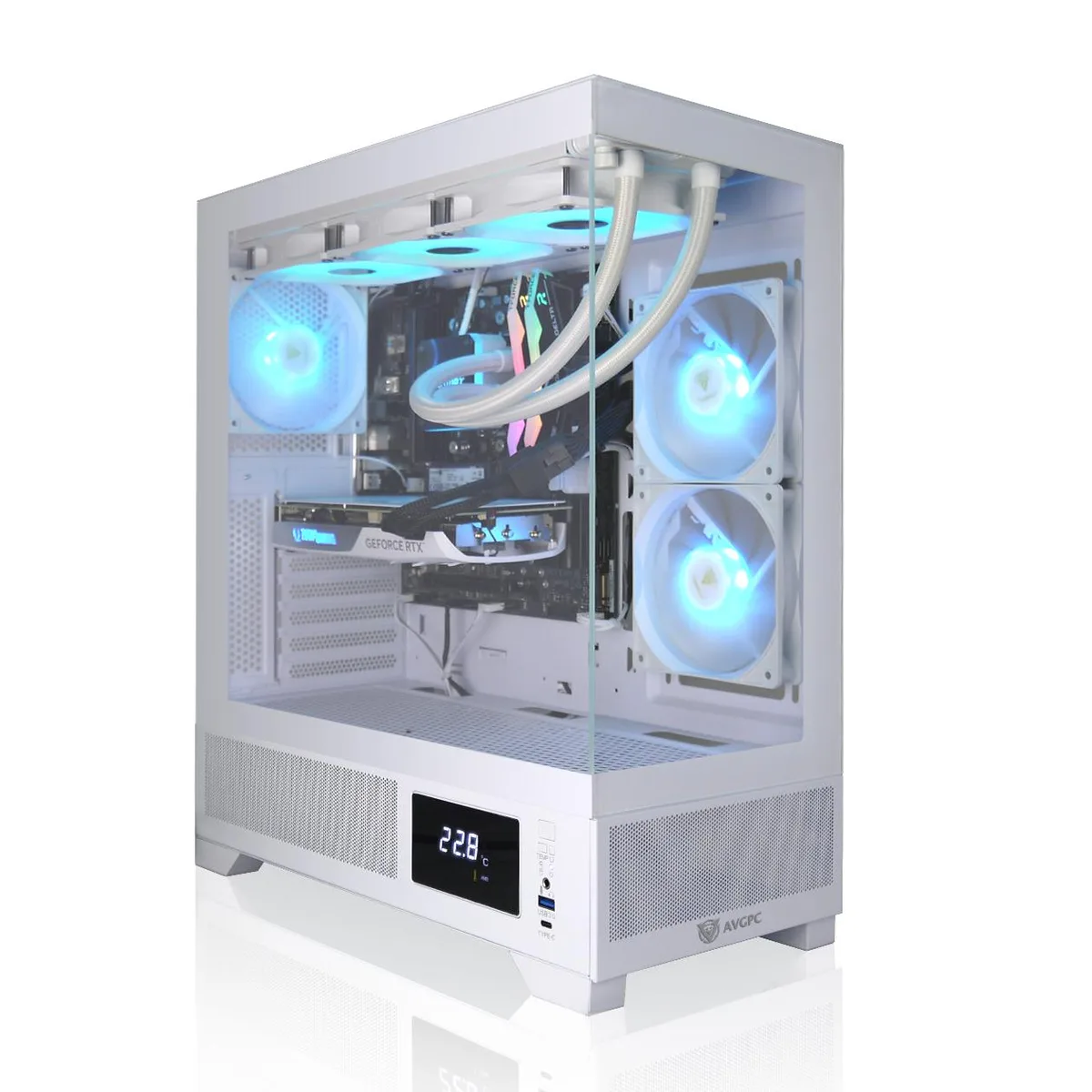 AVGPC AVGPC Whirlwind Gaming PC i7-14700KF RTX 5080 32GB DDR5 2TB NVME 360mm AIO White — product photo