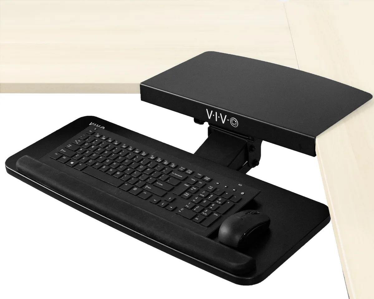 VIVO VIVO Black Corner Desk Keyboard Mouse Tray 25 x 10 in 4.4 lb Capacity — product photo