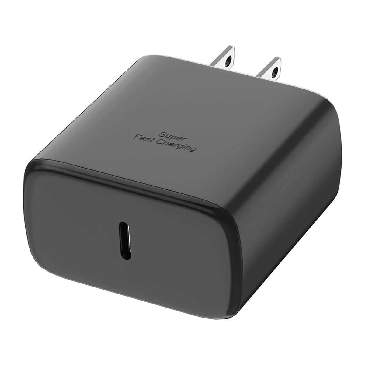 Compact white USB-C wall charger with foldable prongs