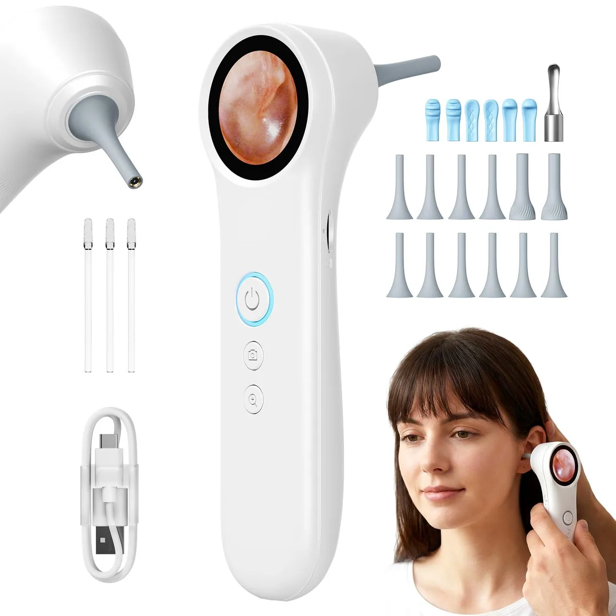 TLZTLZ ERA-D441569-WT Otoscope Ear Camera 1080P 1.21" IPS Screen — product photo