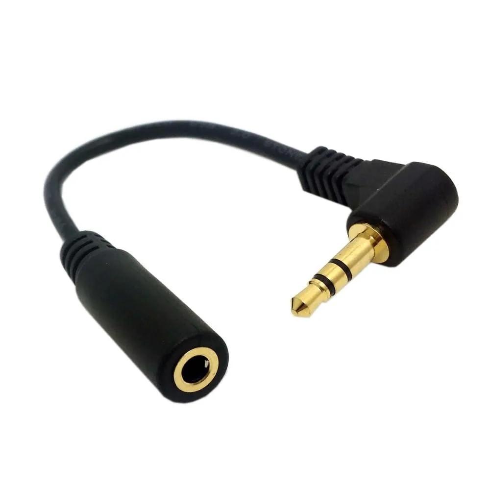 Fervit Fervit 3.5mm 3-Pole Audio Extension Cable 10cm 90° Right Angle Black — product photo