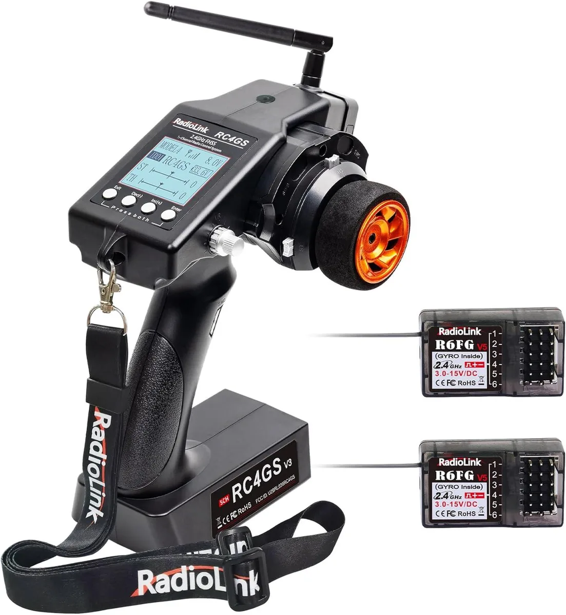 usbroway usbroway RC4GS V3 5-Channel Transmitter 2x R6FG Receiver Gyro 2.4GHz 400M Kit — product photo