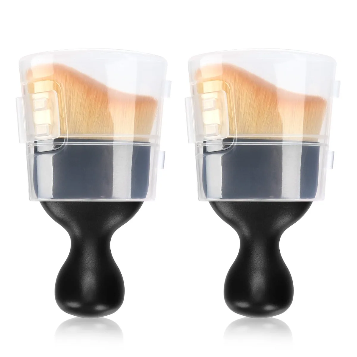 Two curved arc interior detailing brushes with covers