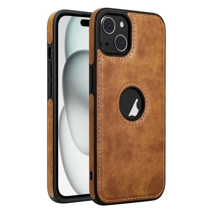 eForChina eForChina iPhone 15 Leather Texture Stitching Flip Case Brown — product photo