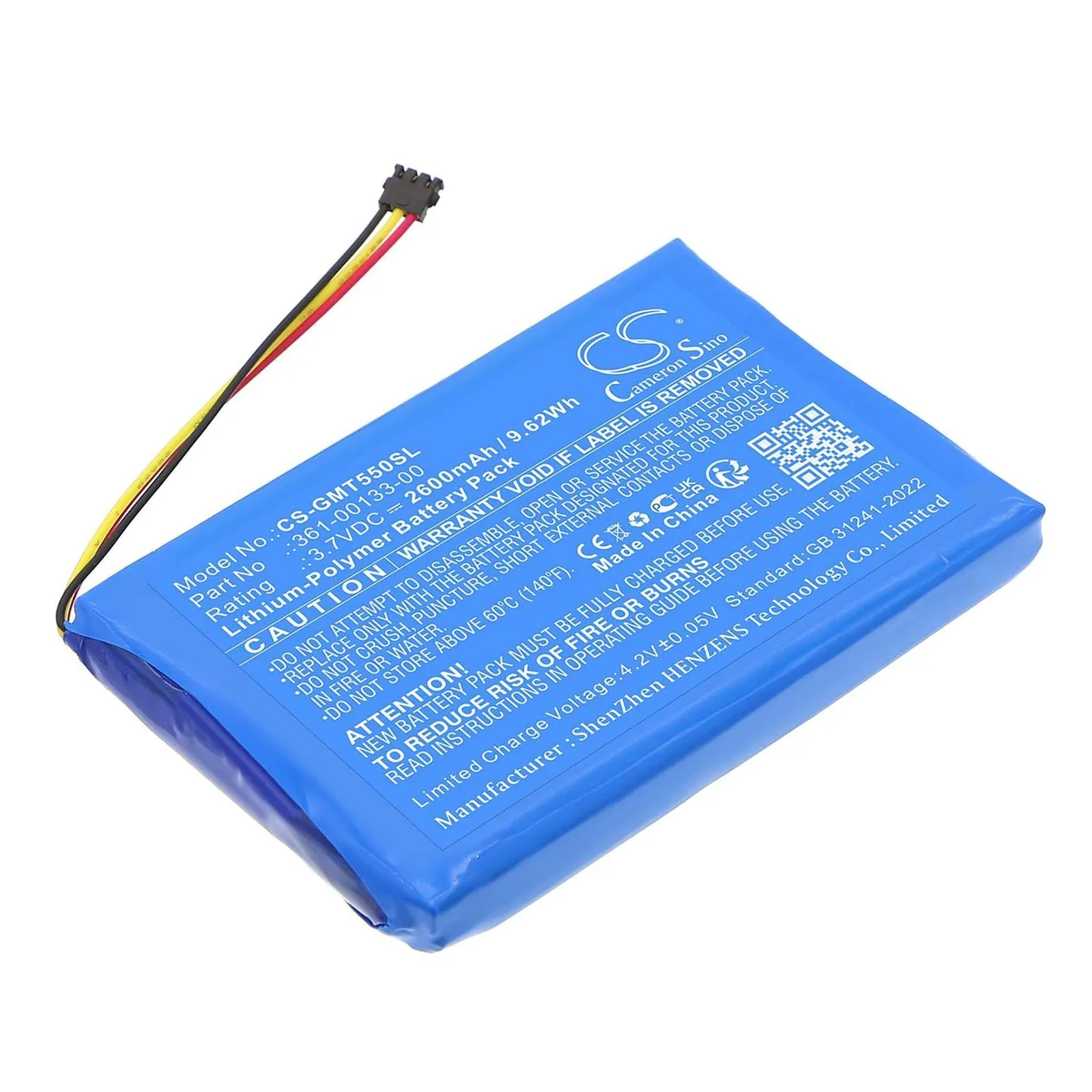  Cameron Sino 361-00133-00 Battery Garmin Tread 5.5 Zumo XT 2600mAh 9.62Wh — product photo