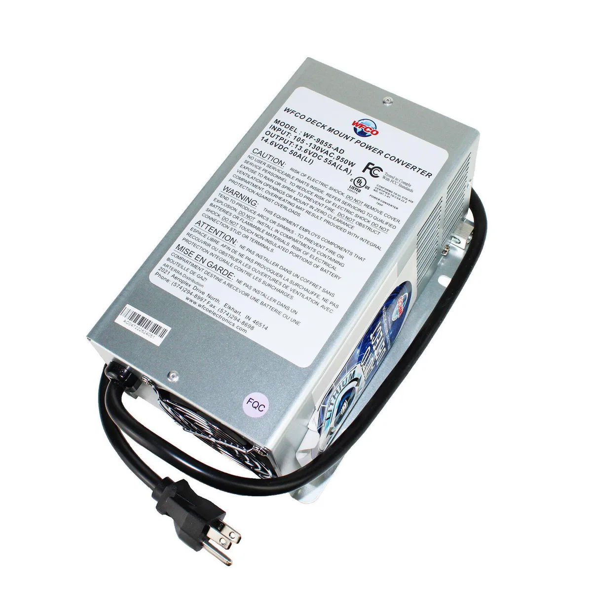 WFCO WFCO WF-9855 55 A DC 15 A AC Auto Detect Deckmount Converter Charger — product photo