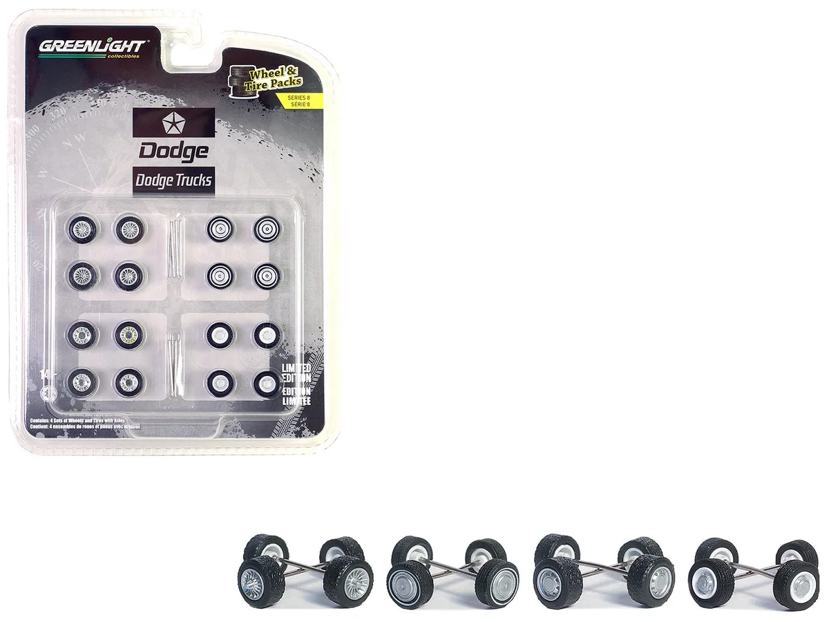 GREENLIGHT GREENLIGHT 1/64 First Gen Dodge Trucks Wheel &amp; Tire Pack Series 8 24pc — product photo