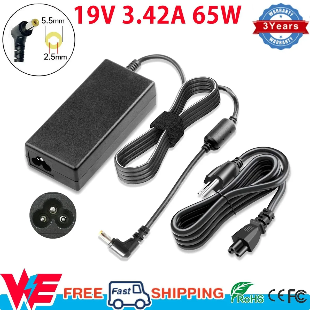 RAYBESTOS UNBRANDED RAYBESTOS UNBRANDED 65W 19V 3.42A 5.5*2.5mm power adapter for Lenovo ThinkCentre M72e Tiny — product photo