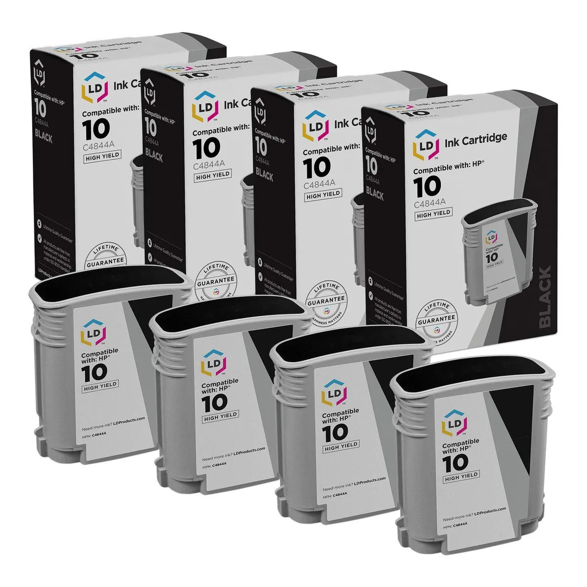 LD Products LD Products Ink Cartridge Replacement for HP 10 C4844A High Yield Black 4-Pack — product photo