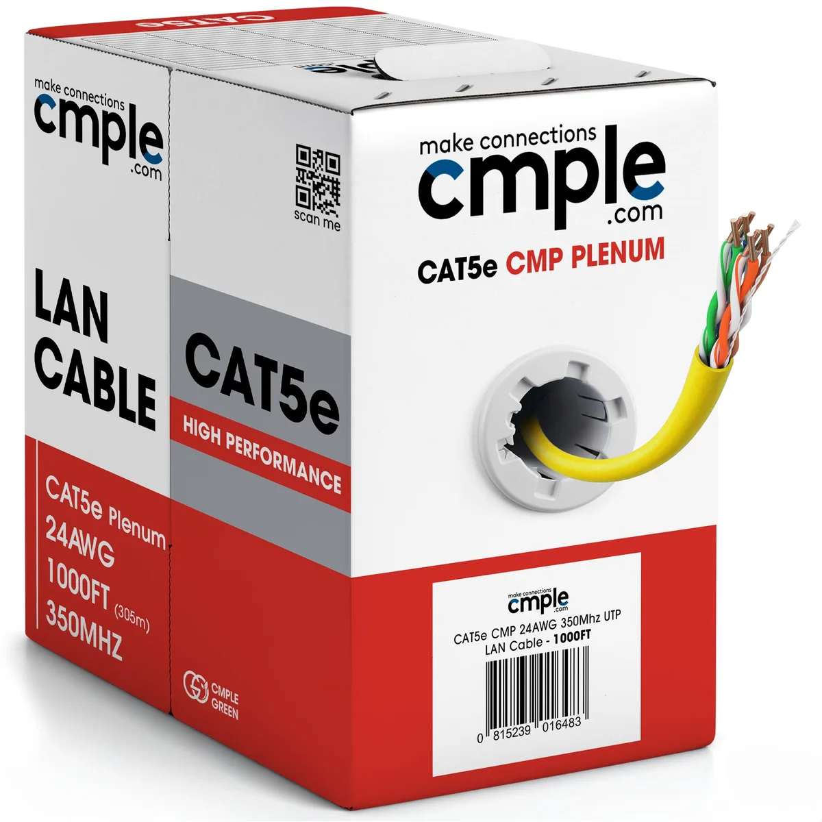 CMPLE CMPLE Cat5e Plenum Cable 1000ft CMP Yellow 350MHz Solid UTP — product photo