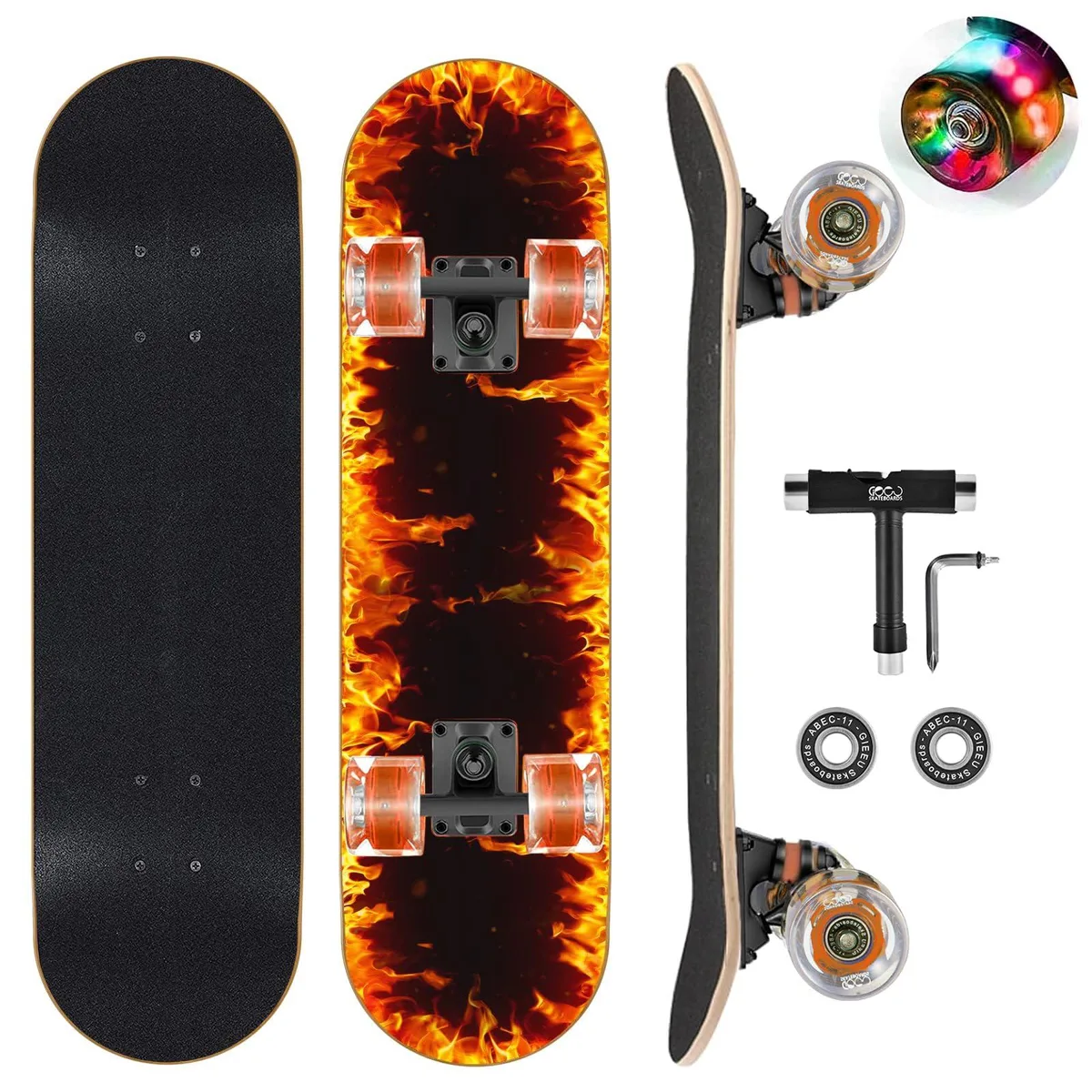  GIEEU Skateboard 31" 8" 2-FIre Flashing Wheels — product photo