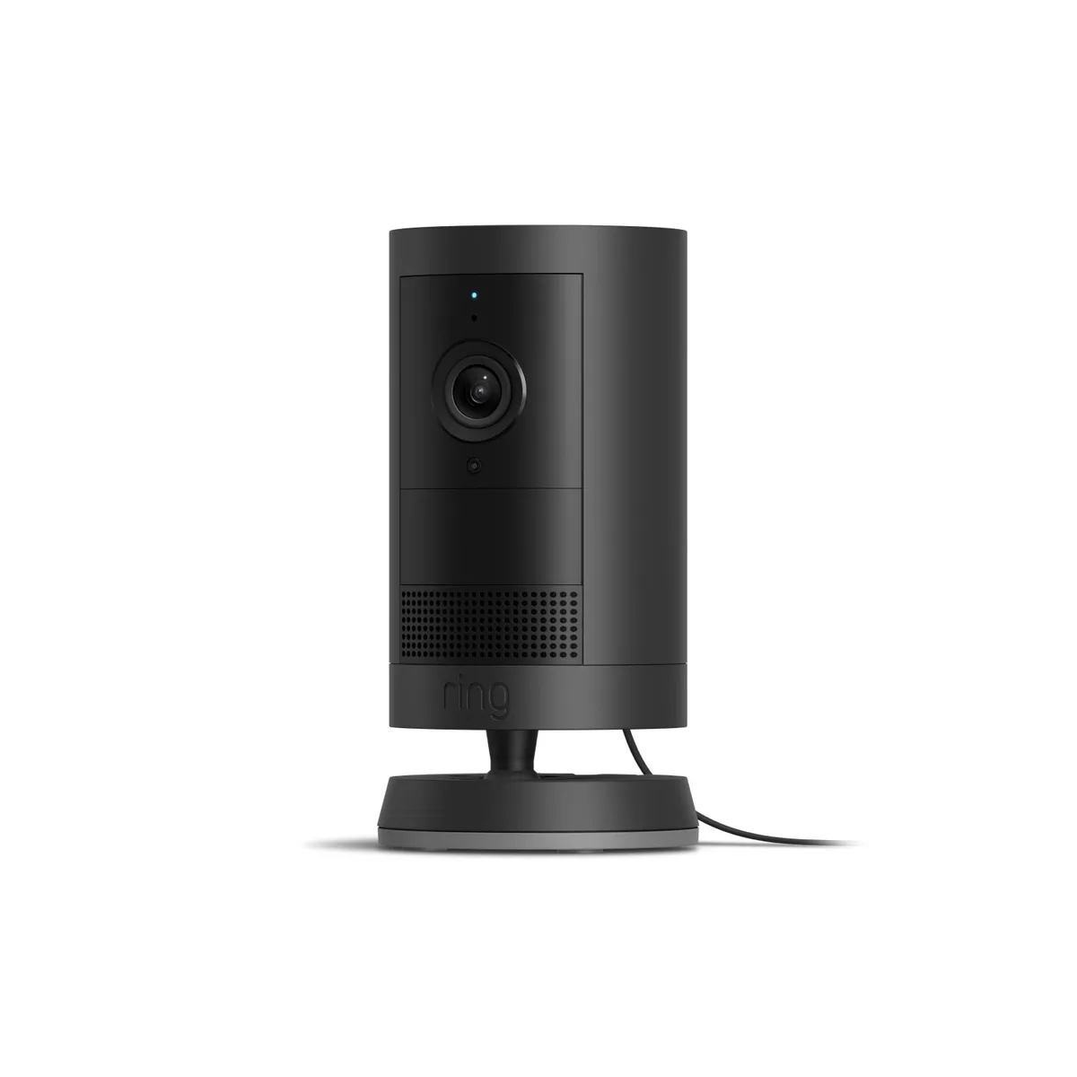 Black rectangular 2K network camera with USB-C plug-in power and stand