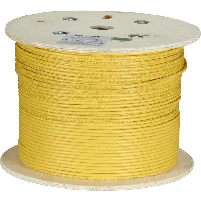 Blue bulk network cable on wooden spool