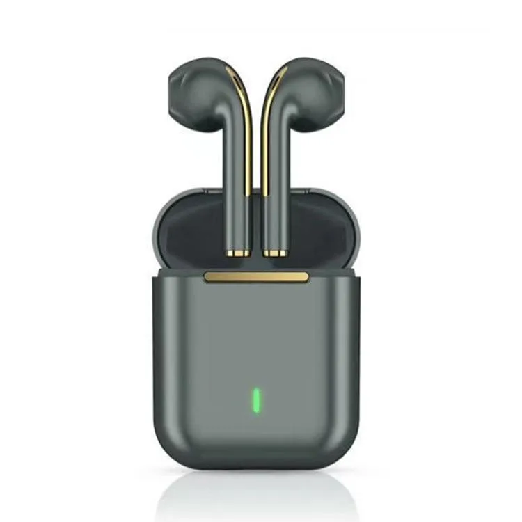 Green true wireless earbuds in a matching charging case