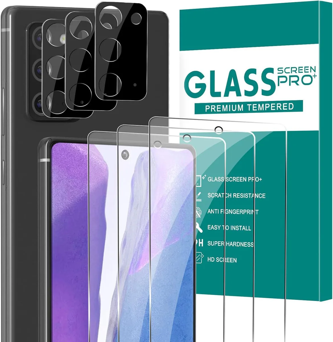 BONAEVER BONAEVER 3+3 Pack Glass Screen Protector for Samsung Galaxy Note 20 6.7 inch — product photo