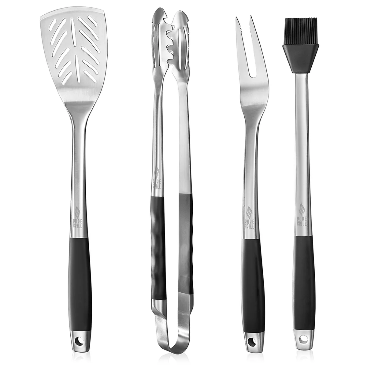 Pure Grill Pure Grill 4-Piece Stainless Steel BBQ Tool Set grill accessory — product photo