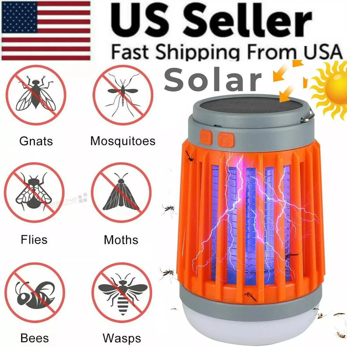 NShi NShi Solar USB Pest Control Lamp IP67 300 Lumens Orange — product photo