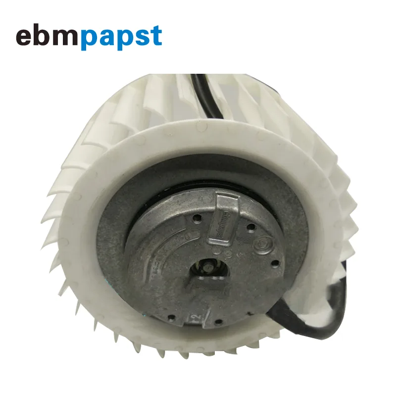 Centrifugal case fan with metal housing and curved blades