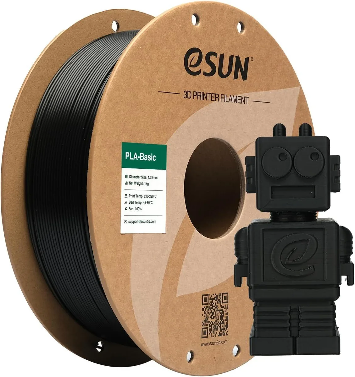 eSUN eSUN PLA Basic Filament 1.75mm 1KG Black 3d printers accessory — product photo