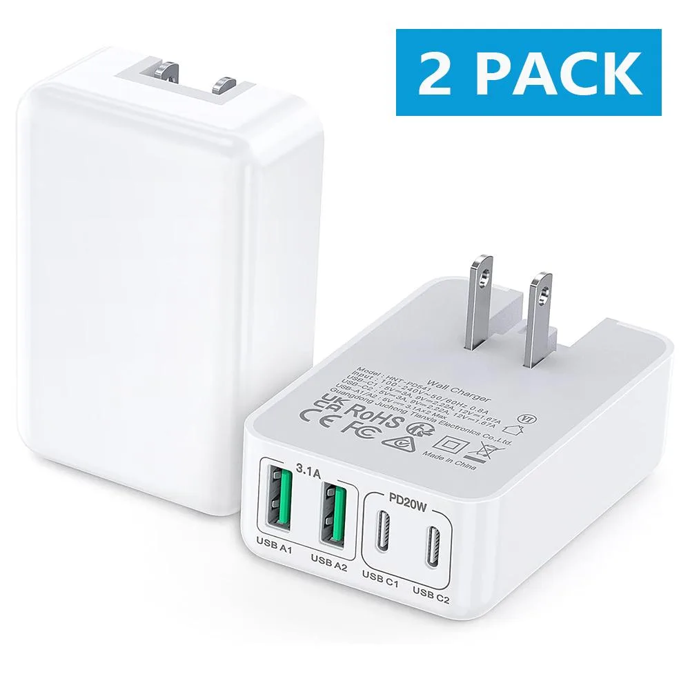 Hitoor Hitoor 2-Pack 40W 4-Port USB-C Wall Charger White — product photo