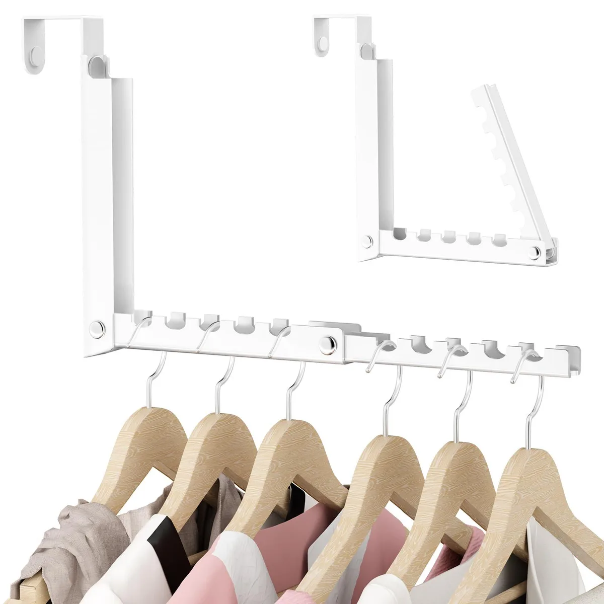 White metal over-door hanger with ten folding ridges