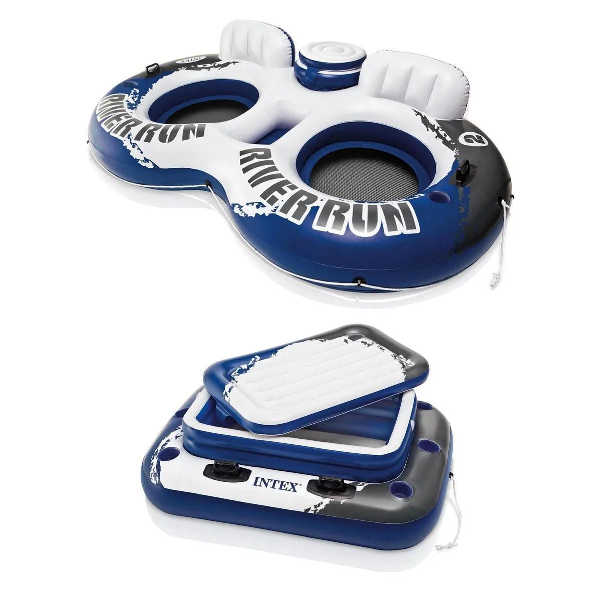  Swimline River Run 2 2-Person Float with Built-in Cooler &amp; Mega Chill II 72-Can Cooler — product photo