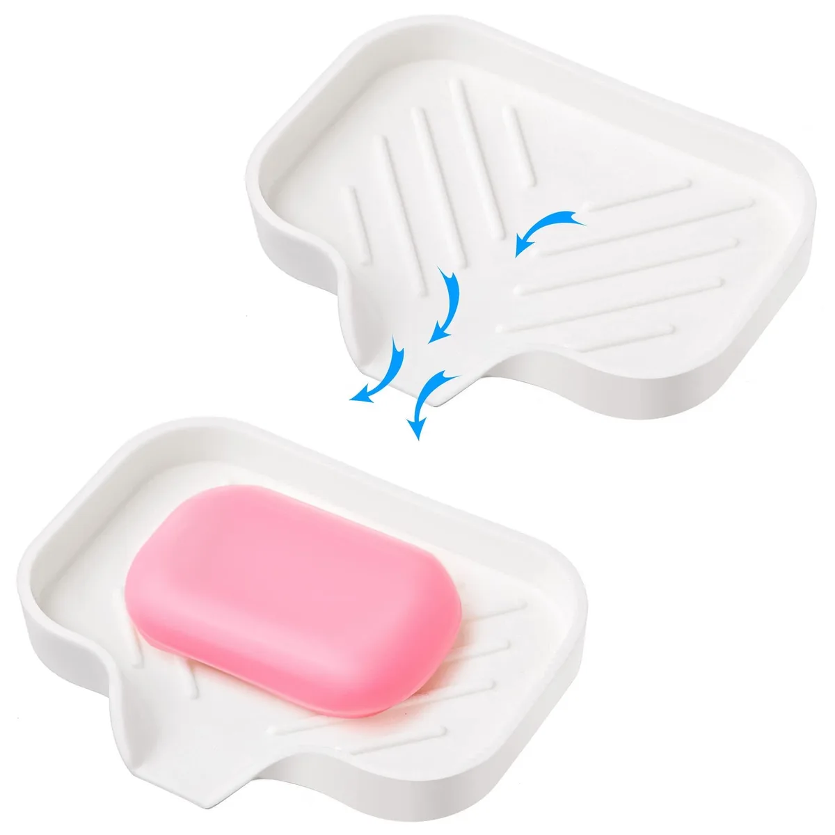  AG Companys White Silicone Self-Draining Soap Dish 2-Pack 4.7x3.5 Inches — product photo