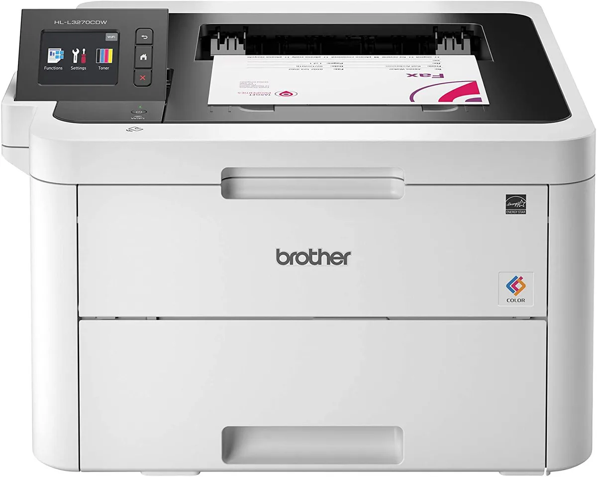 Brother HL-L3270CDW compact colour laser printer, white with grey accents, 2.7 inch touchscreen