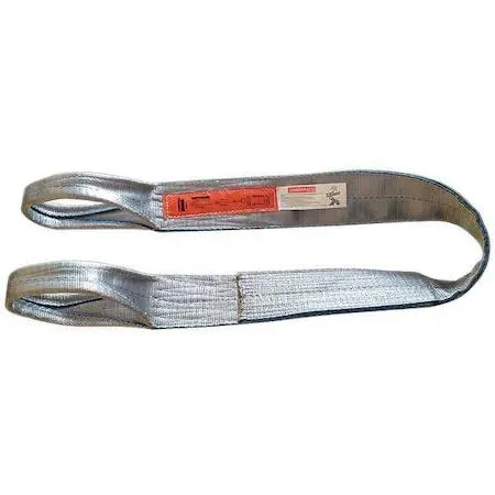 Dayton 2MKC2 polyester web sling, type 3, 12 ft long, 4 in wide, gray with flat eyes