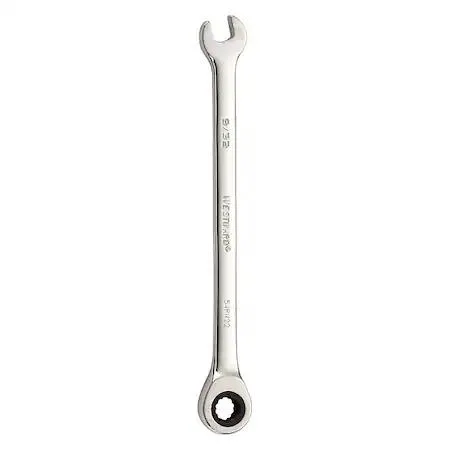 Small chrome ratcheting combination wrench 9/32 inch