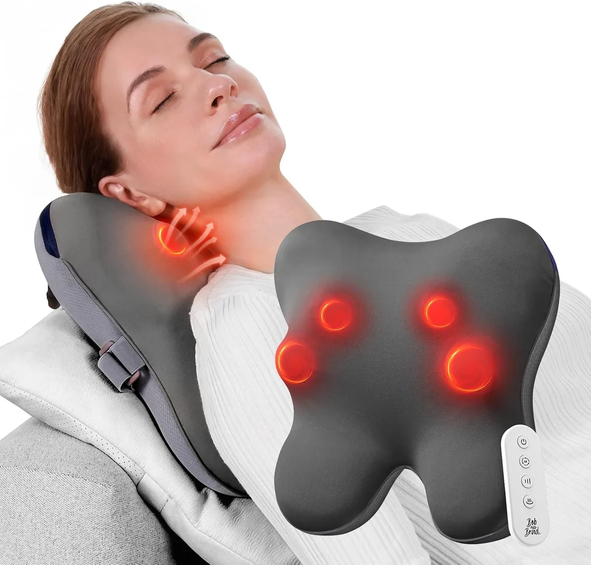 Bob and Brad Bob and Brad EZBack-R Shiatsu 3D Kneading Massager with Heat &amp; Remote, 3 Level Deep Tissue, Gray — product photo