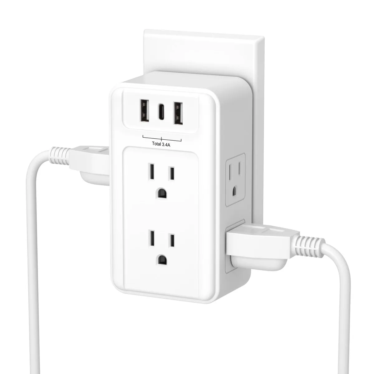  BN-LINK 6 AC Outlet 3 USB Wall Extender 15A 125V 3.4A ETL — product photo