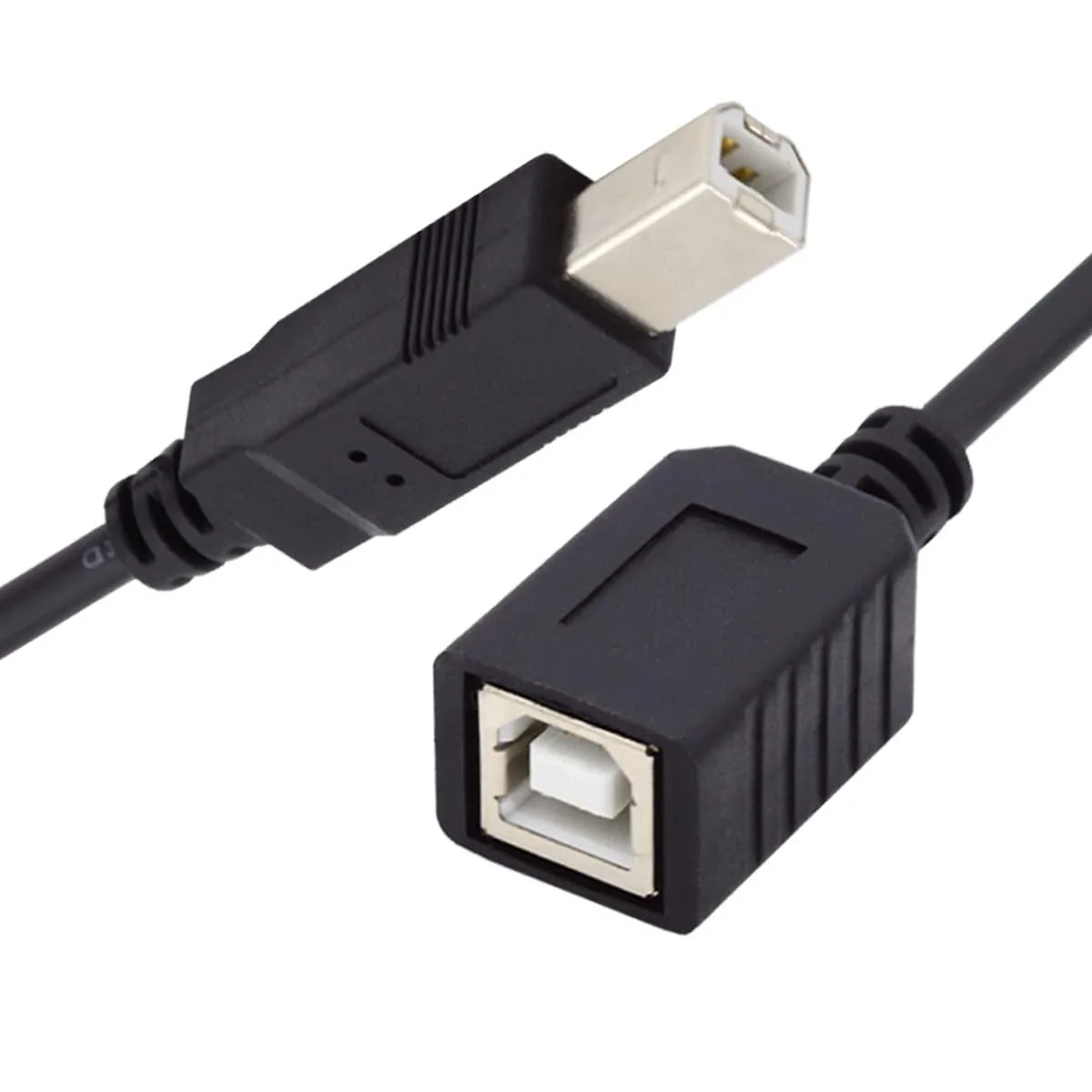 Black USB 2.0 B male to female extension cable 20cm