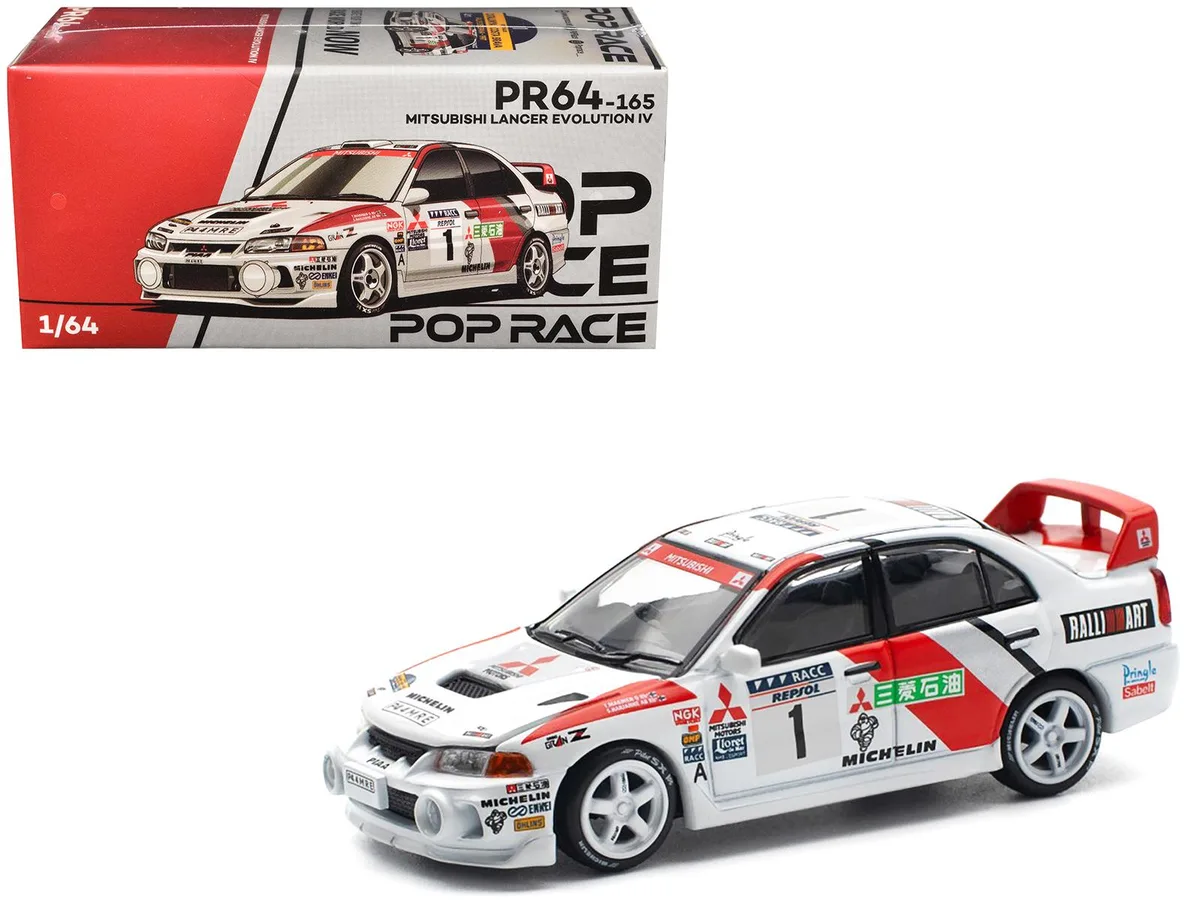 Pop Race Pop Race Mitsubishi Lancer Evolution IV RHD #1 Winner Rally de Catalunya 1997 1/64 hobby collectible — product photo