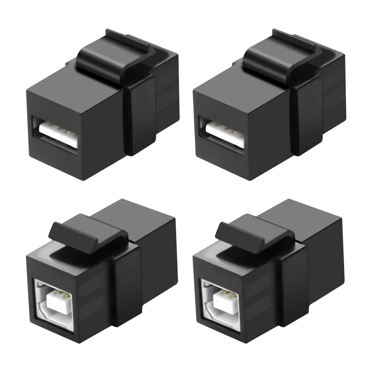 BUCIER BUCIER USB B to USB A Keystone Coupler 2.0 Black 4PCS — product photo