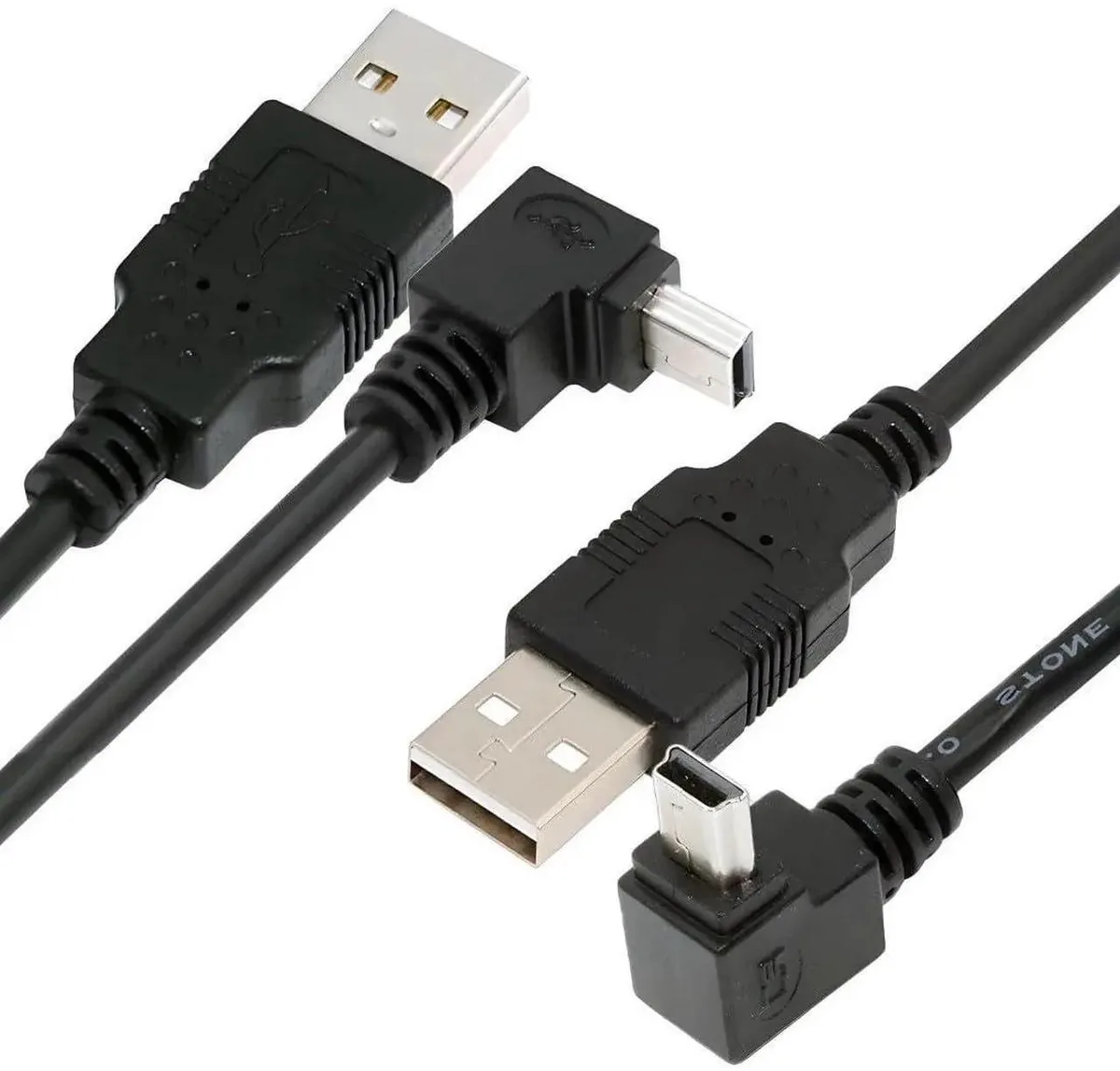 SMUGDESK SMUGDESK Mini USB 2.0 Male to 5Pin Male 90° Angled Cable 0.5m 2 Pack Black — product photo