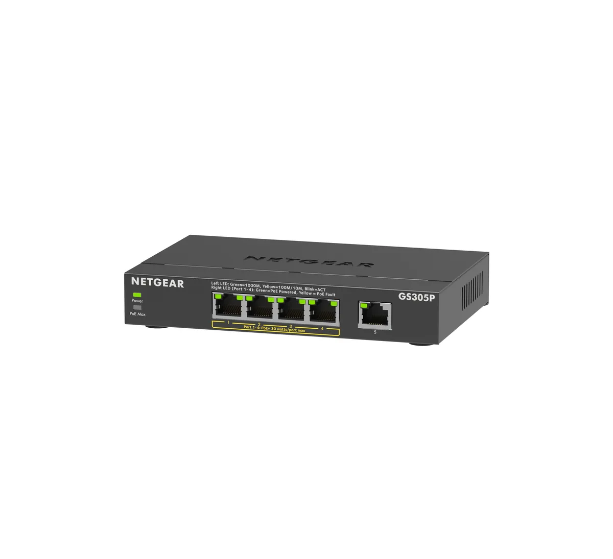 Netgear Inc. Netgear Inc. GS305P-300NAS 5-port Gigabit PoE+ network switch (63W) — product photo