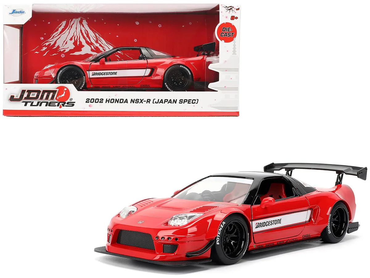 Jada Jada 2002 Honda NSX-R RHD "Bridgestone" Red Black Top White Stripes JDM Tuners 1/24 Diecast Car — product photo