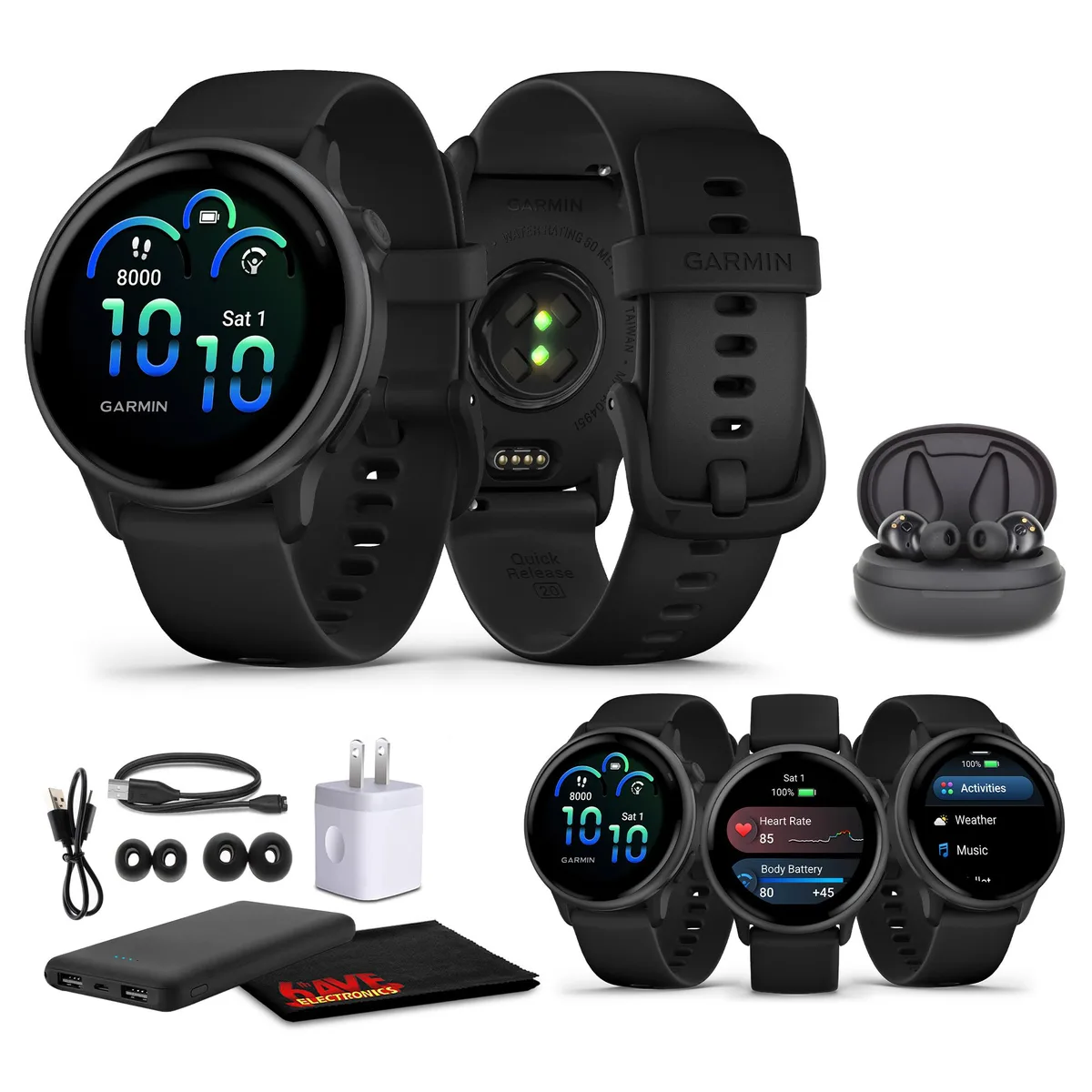 Garmin Garmin Vivoactive 6 Smartwatch Slate Black Silicone Band Bundle 1.3 wearable technology — product photo