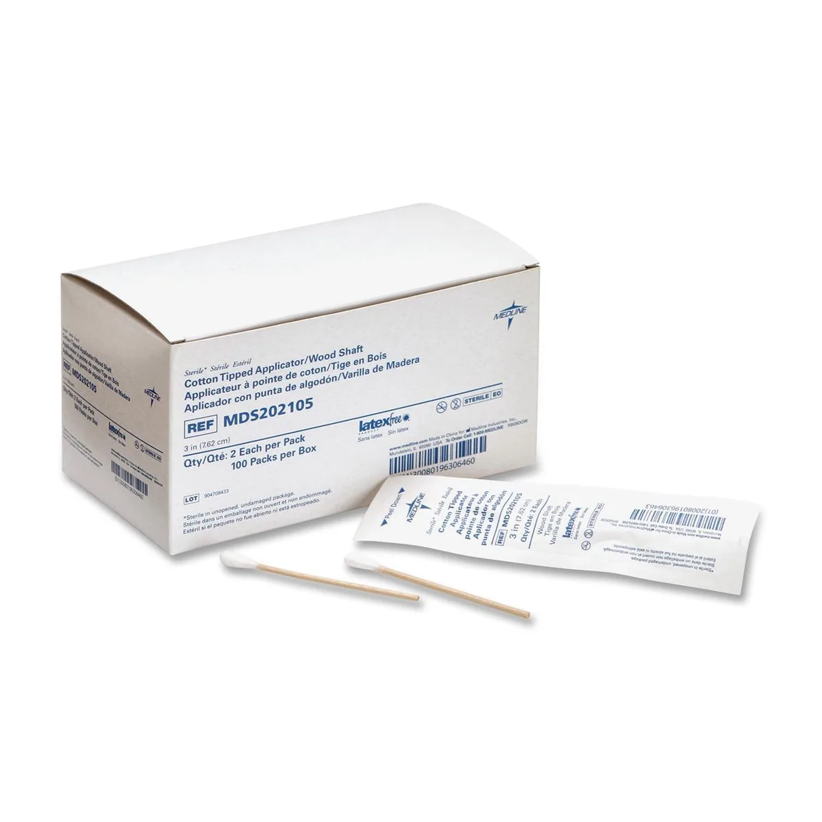 Medline Industries, Inc. Medline Industries, Inc. MDS202105 3" Cotton Tip Applicator Sterile 200/Box home health care — product photo