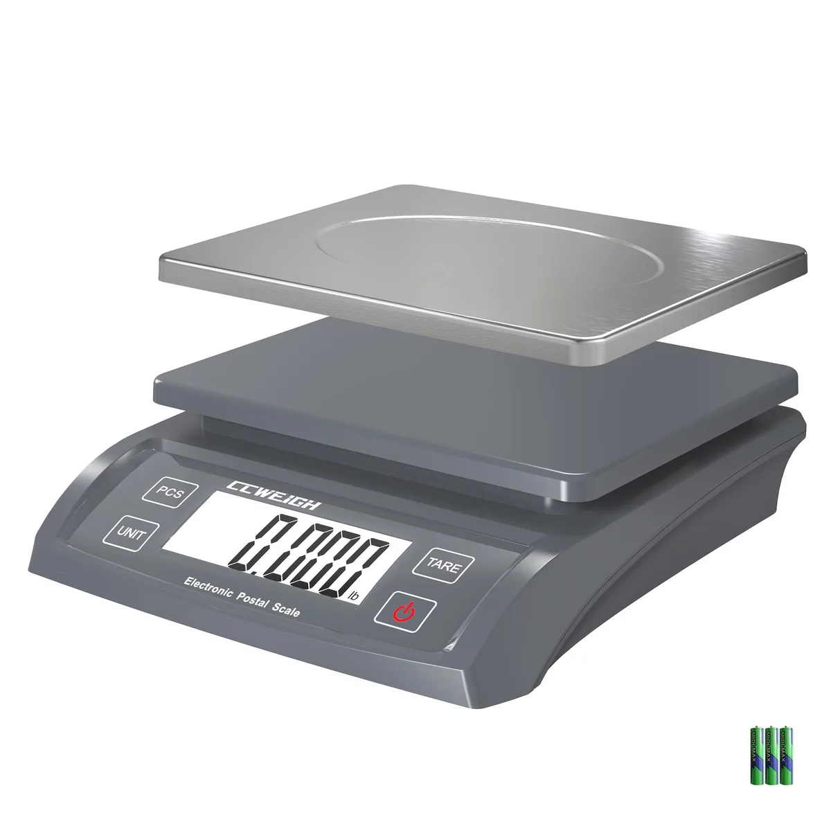  CCWEIGH Postal Scale 30kg/1g 66lb Stainless Steel Pan Battery — product photo