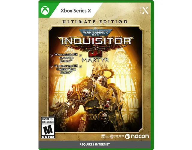Xbox Series X game case with Warhammer 40K Inquisitor Martyr Ultimate Edition cover art