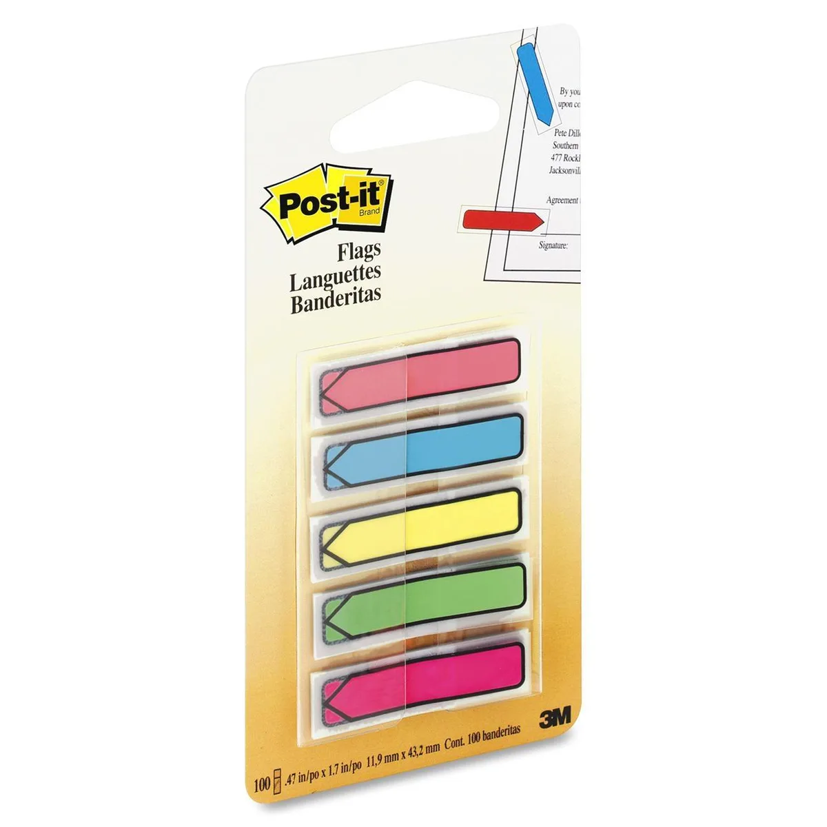 3M 3M 684ARR2 Post-it Arrow Flags Assorted 100/Dispenser 47mm — product photo