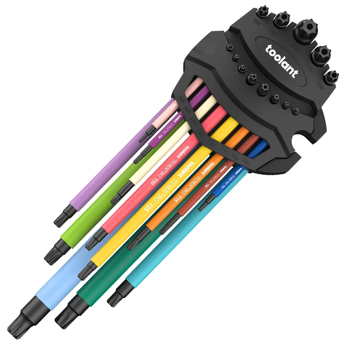 Thirteen Torx wrenches T6 to T50 with colour-coded EVA sleeves