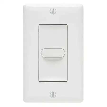 White rectangular wall switch with single momentary push button