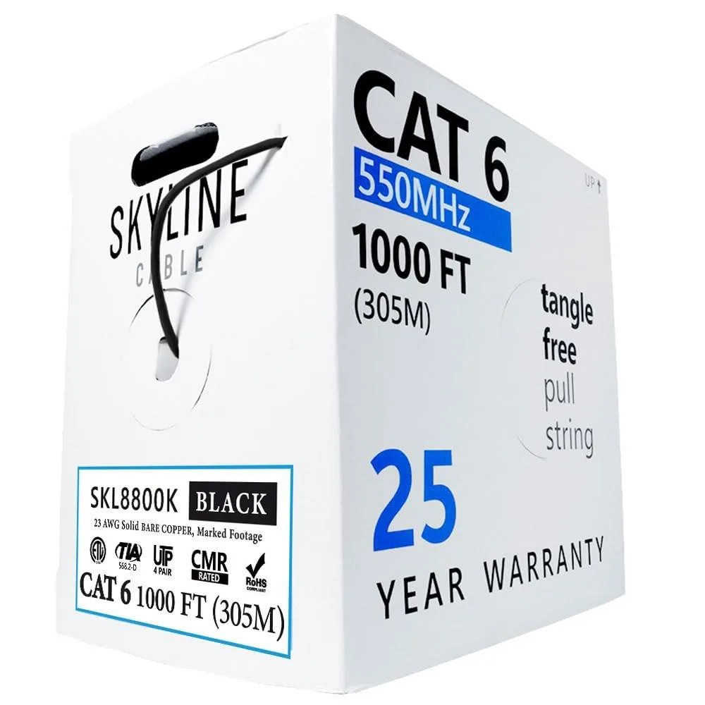 Skywalker Skywalker Skyline Cat 6 23 AWG Ethernet Cable 1000ft Black 2 in 1 accessory — product photo